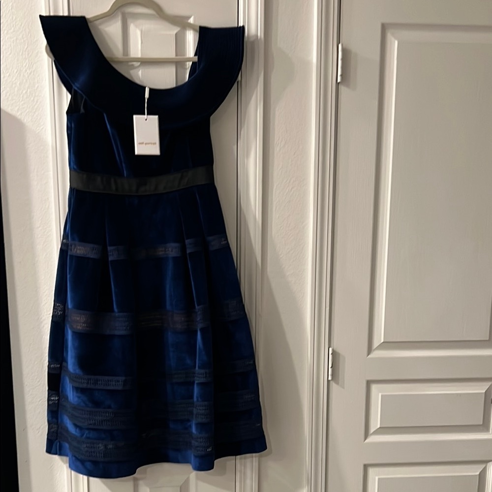 Self-Portrait blue velvet off the shoulder dress- Size 8